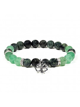 Brățară kambaba jaspier/aventurină verde cu trifoi -- 8 mm Brățară kambaba jaspier/aventurină verde cu trifoi -- 8 mm