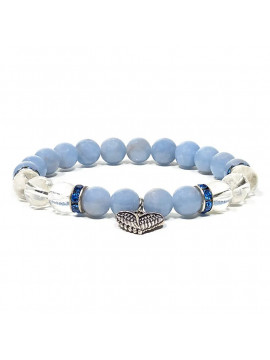 Brățară elastică din cristal de rocă și angelit -- 0.8 cm Brățară elastică din cristal de rocă și angelit -- 0.8 cm