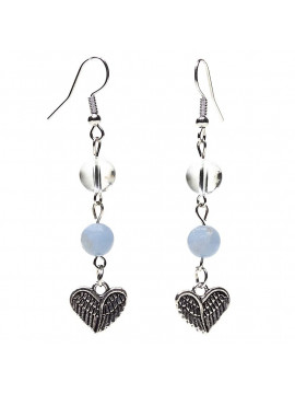 Cercei din cristal de rocă și angelit cu inimă -- 0.8 cm