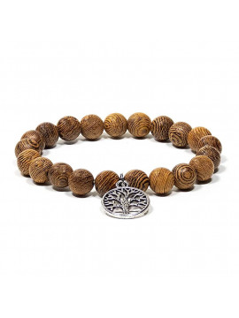 Mala/brățară elastică din lemn de wenge cu Arborele Vieții -- 0.8 cm Mala/brățară elastică din lemn de wenge cu Arborele Vieții -- 0.8 cm