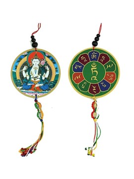 Pandantiv pentru mașină sau fereastră Chenrezig & dorje -- 8x36 cm Pandantiv pentru mașină sau fereastră Chenrezig & dorje -- 8x36 cm
