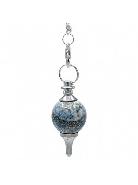 Pendul lustruit Lapis Lazuli și metal -- 12 g; 3.5x1.7 cm