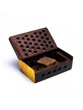 Rășină pentru tămâie Nag Champa/Amber în cutie de lemn -- 6x4 cm