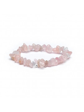 Brățară elastică cu chipsuri din cuarț roz -- ±0.7cm Brățară elastică cu chipsuri din cuarț roz -- ±0.7cm