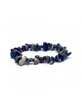 Brățară elastică cu chipsuri de lapis lazuli  -- ±0.7cm Brățară elastică cu chipsuri de lapis lazuli  -- ±0.7cm
