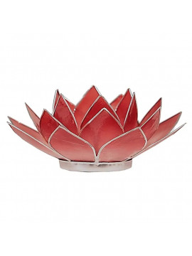 Suport de lumânare Lotus atmosferic argintiu deschis roz/roșu -- 13.5 cm