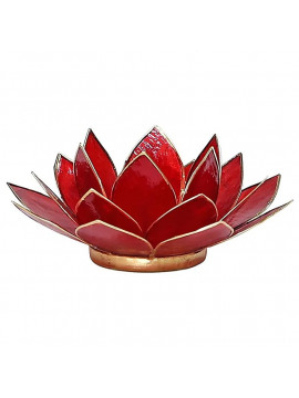 Suport de lumânare Lotus atmosferic chakra 1 roșu/auriu -- 13.5 cm