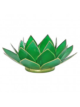 Suport de lumânare Lotus atmosferic chakra a 4-a verde/auriu - 13.5 cm
