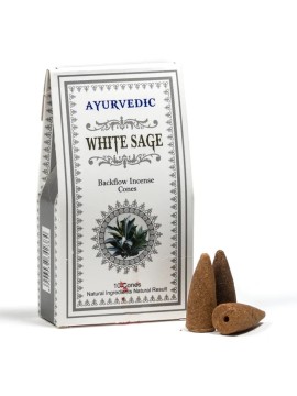 Conuri de tămâie Ayurvedic White Sage backflow -- 30 g Conuri de tămâie Ayurvedic White Sage backflow -- 30 g