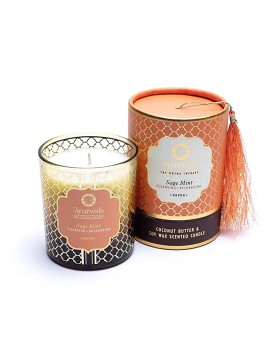 Lumânare parfumată Kapha salvie mentă Ayurveda -- 200g Lumânare parfumată Kapha salvie mentă Ayurveda -- 200g