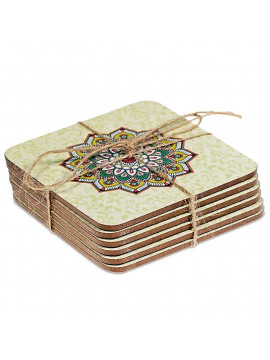 Suporturi pentru pahare Mandala verzi set de 6 Suporturi pentru pahare Mandala verzi set de 6