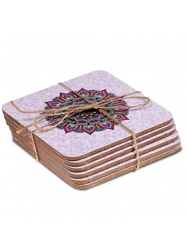 Suporturi pentru pahare Mandala mov set de 6 Suporturi pentru pahare Mandala mov set de 6