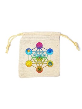 Saculet de bumbac Cubul lui Metatron -- 10x11cm Saculet de bumbac Cubul lui Metatron -- 10x11cm