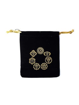 Saculet de catifea 7 simBoluri chakra -- 10x11cm