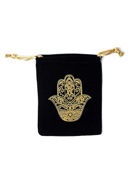 Saculet de catifea Khamsa -- 10x11cm