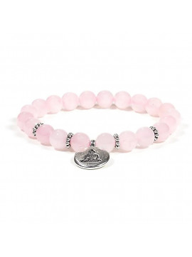 Mala/brățară elastică( cuarț roz) cu simbolul Buddha -- 0.8 cm Mala/brățară elastică( cuarț roz) cu simbolul Buddha -- 0.8 cm