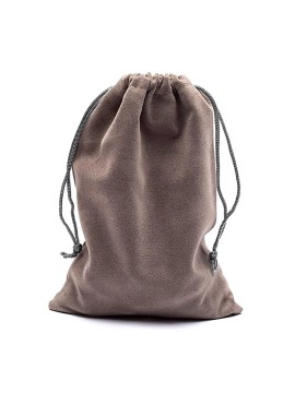 Saculet de cadou din catifea gri M -- 13x18cm